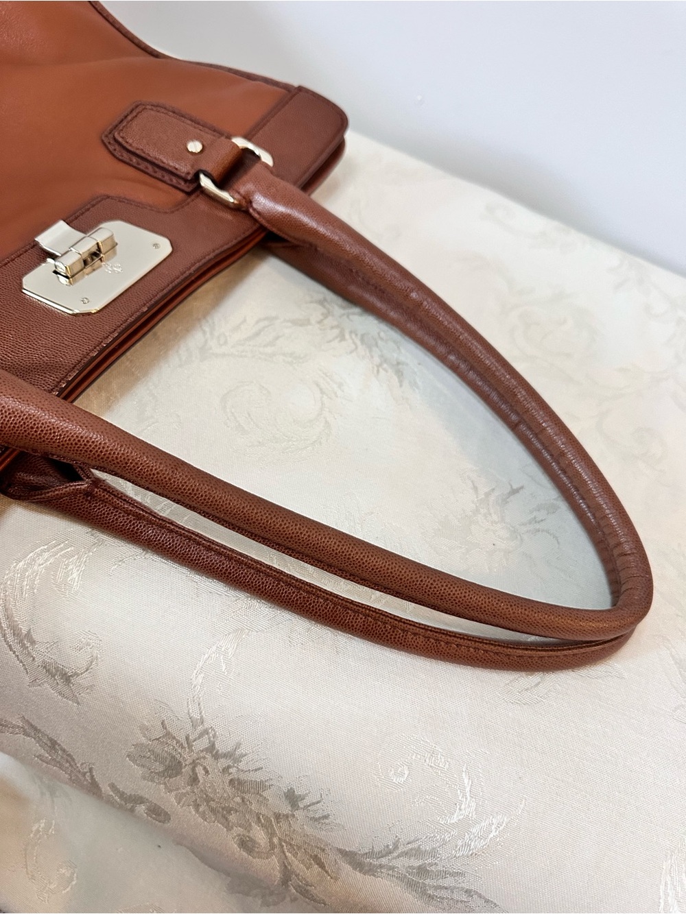 Cole Haan Designer Leather Tote Bag in Cognac - Picture 8 of 16
